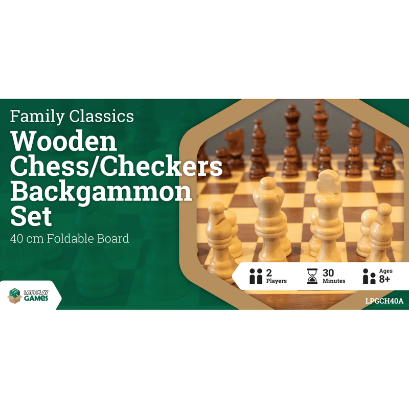 LPG Wooden Folding Chess/Checkers/Backgammon Set 40cm - Board Game