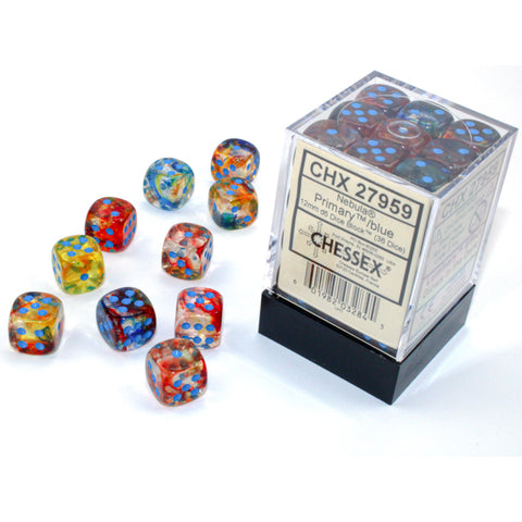 Chessex - Nebula 12mm D6 Luminary Dice - Primary /blue