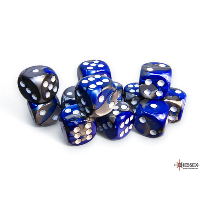 Chessex: 16mm D6 Dice Block - Gemini Blue-Steel/White  | Available Now