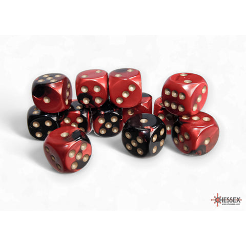 Chessex: 16mm D6 Dice Block - Gemini Black-Red/Gold | Available Now
