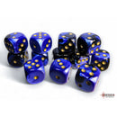 Chessex: 16mm D6 Dice Block - Gemini Black-Blue/Gold | Available Now