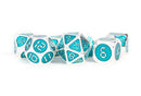 Metallic Dice Games: 16Mm Metal Dice Set - Silver with Teal Enamel | Available Now