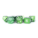 MDG – Metal Dice: Green with White Numbers 16mm Poly Set