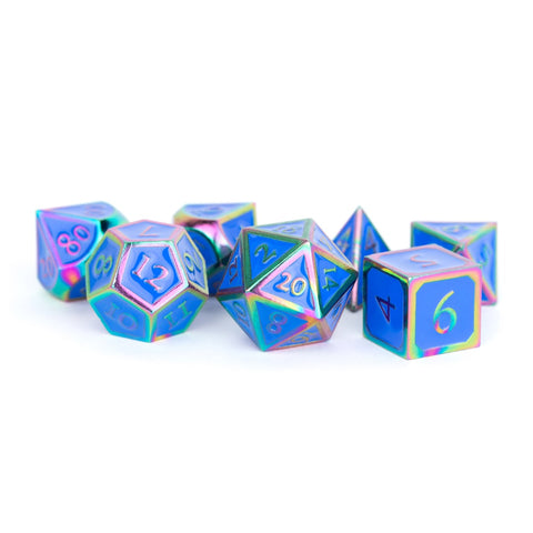 MDG – Metal Enamel Dice: Rainbow with Blue Enamel