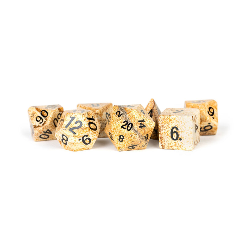 Metallic Dice Games: Handcrafted 16mm Stone - Picture Jasper Dice | Available Now