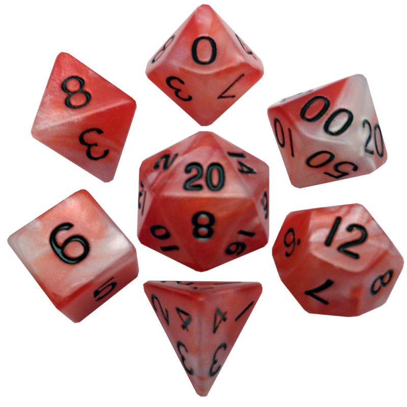 Metallic Dice Games: 16mm Acrylic Poly Dice Set - Combo Attack - Red/White with Black| Available Now