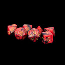 Metallic Dice Games: 16mm Acrylic Poly Dice Set - Red/Black with Gold Numbers | Available Now