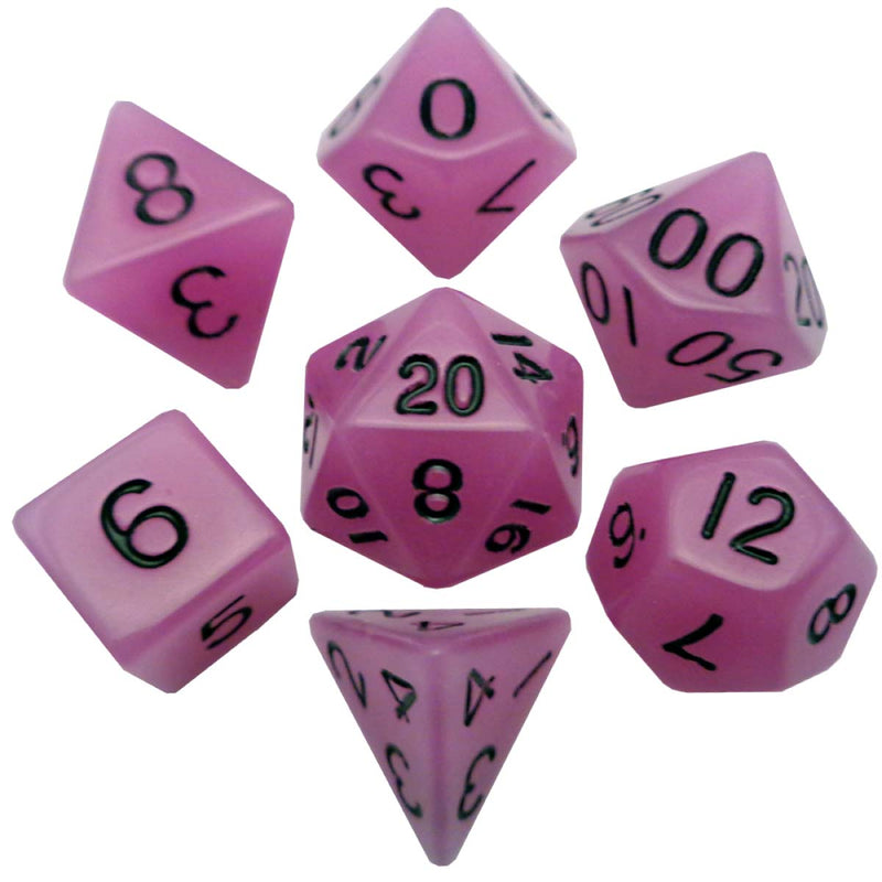 Metallic Dice Games: 16mm Acrylic Poly Dice Set - Glow Purple | Available Now