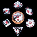 Metallic Dice Games: Mini Polyhedral - Marble with Red Dice | Available Now
