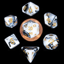 Metallic Dice Games: Mini Polyhedral - Marble with Gold Dice | Available Now