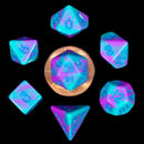 Metallic Dice Games: Mini Polyhedral - Purple, Teal, with Blue Dice | Available Now