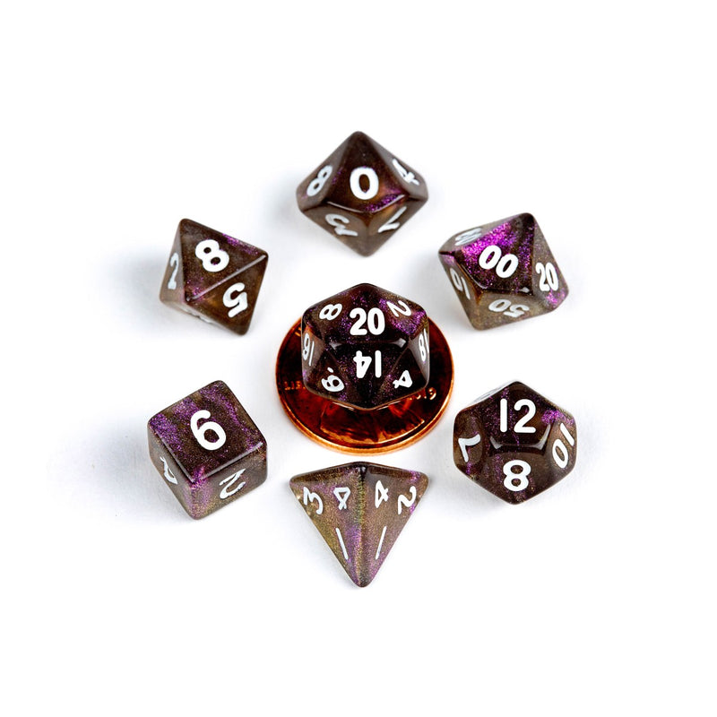 Metallic Dice Games: Mini Polyhedral - Stardust Supervolcano Dice | Available Now