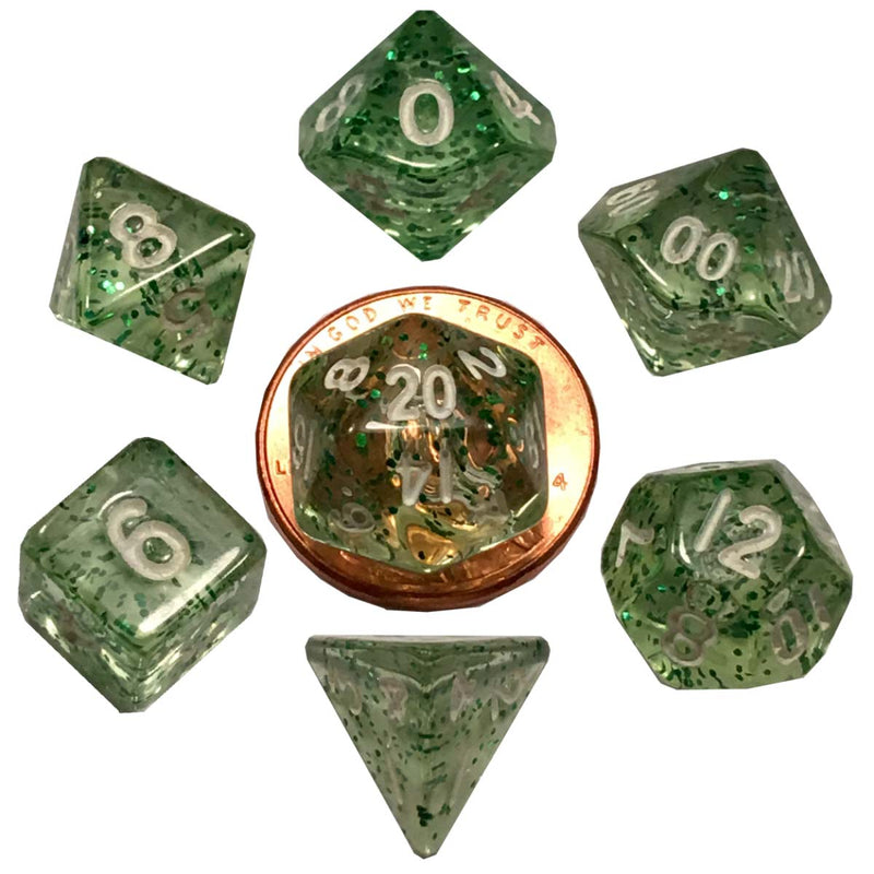 Metallic Dice Games: Mini Polyhedral - Ethereal Green Dice | Available Now