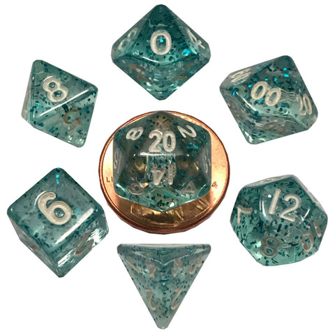 Metallic Dice Games: Mini Polyhedral - Ethereal Light Blue Dice | Available Now