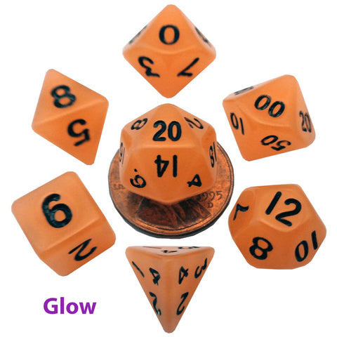 Metallic Dice Games: Mini Dice Set - Glow Orange | Available Now