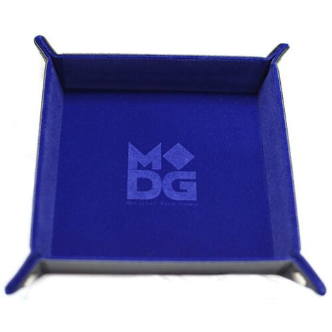 FanRoll Fold up Velvet Dice Tray w/PU Leather Backing 10x 10 - Blue