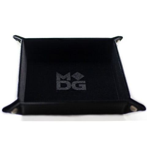 FanRoll Fold up Velvet Dice Tray w/PU Leather Backing 10x 10 - Black
