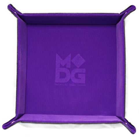 FanRoll Fold up Velvet Dice Tray w/PU Leather Backing 10x 10 - Purple