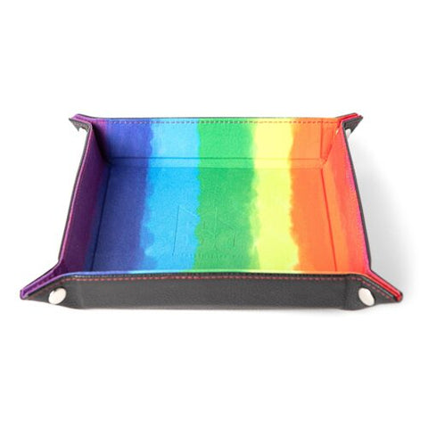 FanRoll Fold up Velvet Dice Tray w/PU Leather Backing 10x 10 - Rainbow