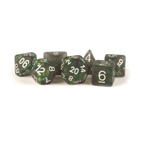 Metallic Dice Games: 16mm Resin Poly Dice Set -  Icy Opal Black | Available Now