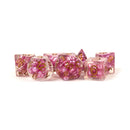 Metallic Dice Games: 16mm Resin Poly Dice Set - Pink with Copper Numbers | Available Now