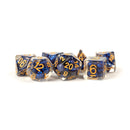Metallic Dice Games: 16mm Resin Poly Dice Set - Royal Blue with Gold Number | Available Now