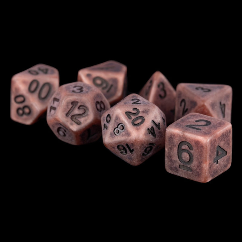 Metallic Dice Games: 16mm Resin Poly Dice Set - Ancient Copper | Available Now