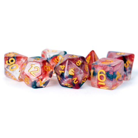 Metallic Dice Games: 16mm Resin Poly Dice Set -  Phoenix Ash | Available Now
