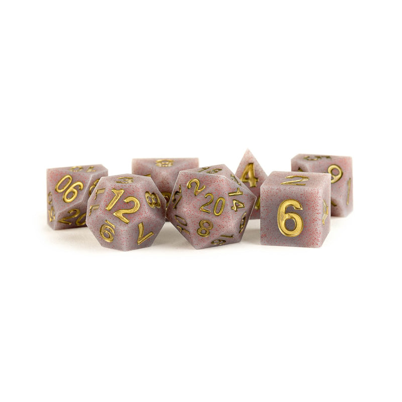 Metallic Dice Games: 16mm Silicone Poly Dice Set - Volcanic Soot | Available Now