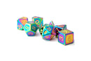 MDG: Metal Dice - Torched Rainbow with Gold Numbers 16mm Poly Set
