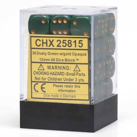 Chessex: 12Mm D6 Dice Block - Opaque Dusty Green/Copper | Available Now
