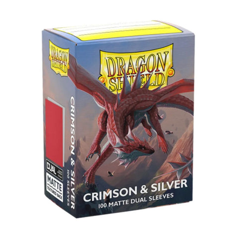 Dragon Shield Sleeves (100) Dual Matte - Crimson & Silver