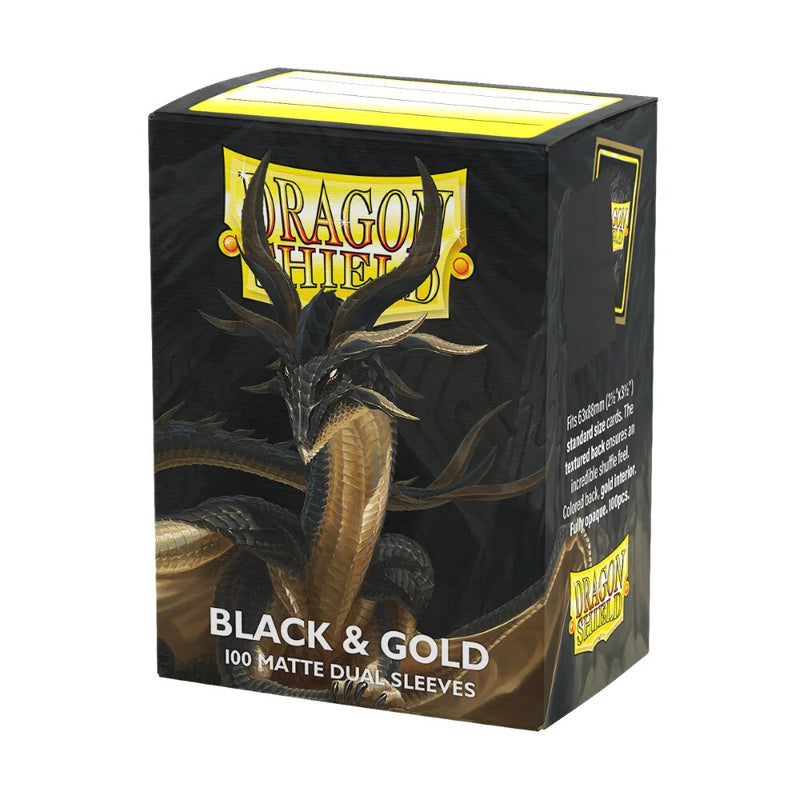 Dragon Shield Sleeves (100) Dual Matte - Black & Gold