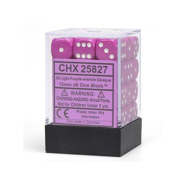 Chessex: 12mm D6 Dice Block - Opaque Pastel Light Purple/White | Available Now