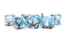 Metallic Dice Games: 16mm Resin Poly Dice Set - Particle Blue/Black | Available Now