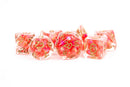 Metallic Dice Games: 16mm Resin Poly Dice Set -  Pearl Red with Copper Numbers | Available Now