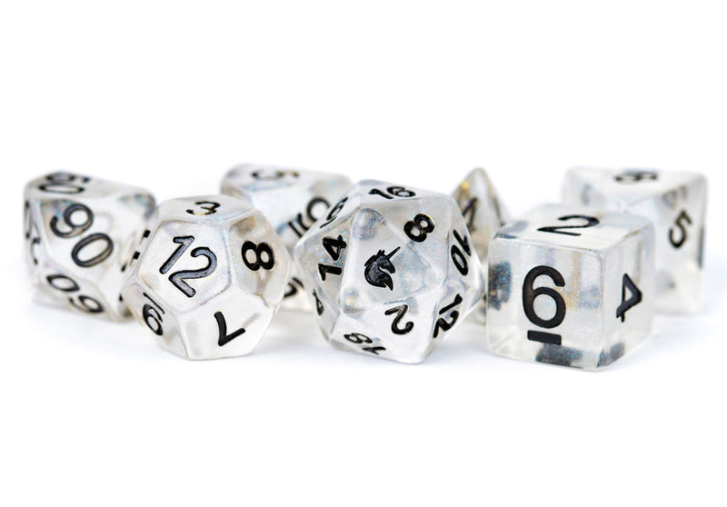 Metallic Dice Games: 16mm Resin Poly Dice Set - Unicorn Ice | Available Now