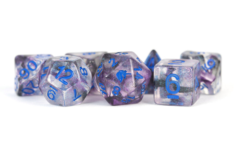 Metallic Dice Games: 16mm Resin Poly Dice Set - Unicorn Stellar Storm | Available Now
