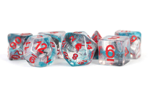 Fanroll: 16mm Resin Poly Dice Set - Unicorn Battle Wounds | Available Now
