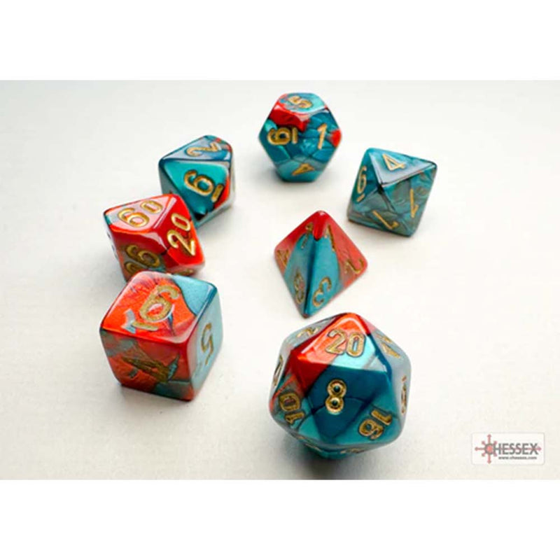 Chessex: Minihedral - Gemini Red-Teal/Gold | Available Now