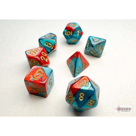 Chessex: Minihedral - Gemini Red-Teal/Gold | Available Now