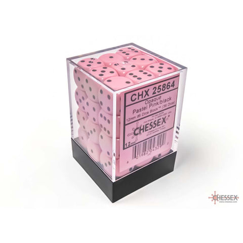 Chessex: 12Mm D6 Dice Block - Opaque Pastel Pink/Black | Available Now