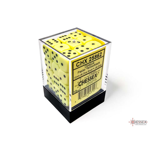 Chessex: 12Mm D6 Dice Block - Opaque Pastel Yellow/Black | Available Now