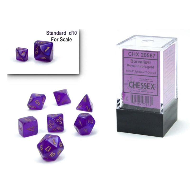 Chessex: Miniherdral - Borealis Royal Purple/Gold | Available Now