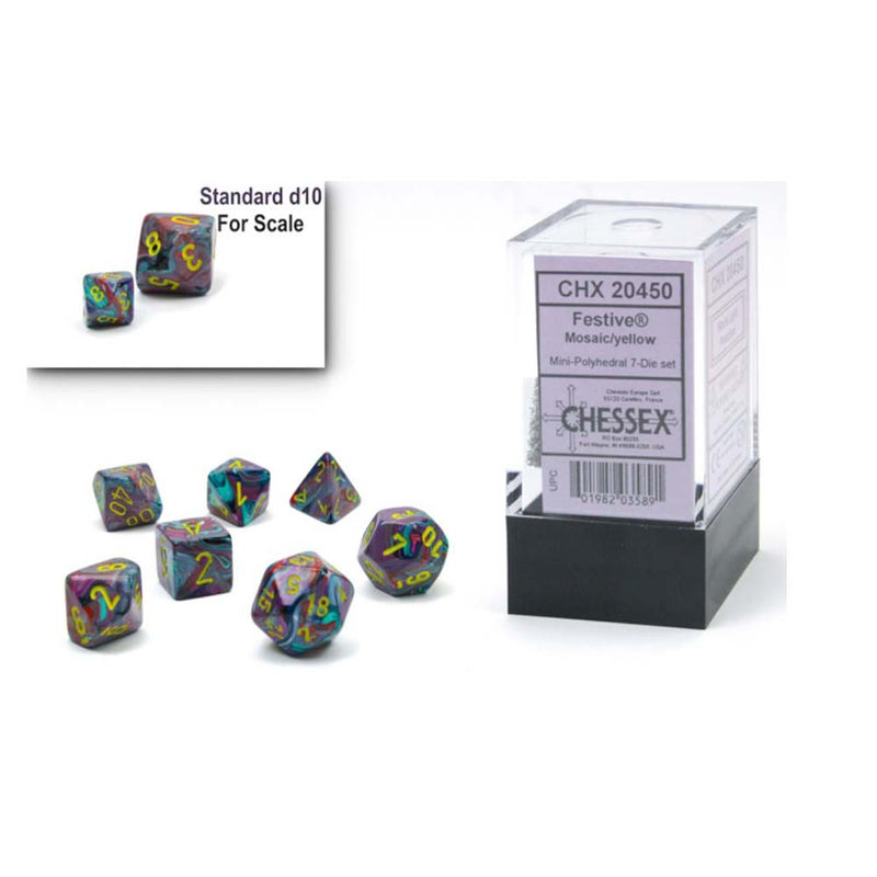 Chessex: Miniherdral - Festive Mosaic/Yellow | Available Now