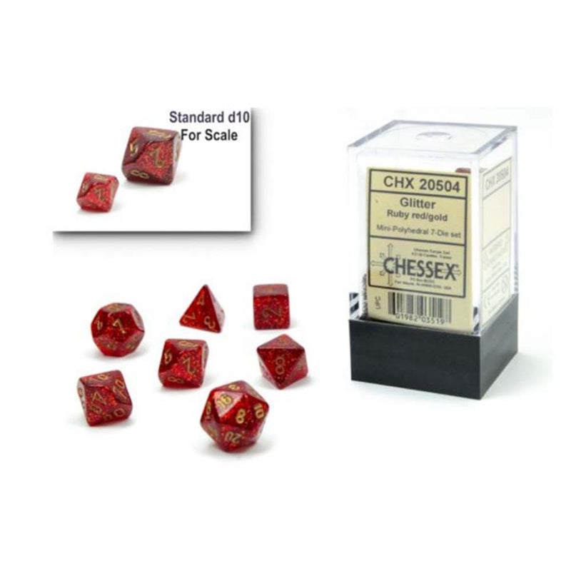 Chessex: Minihedral - Glitter Ruby/Gold | Available Now