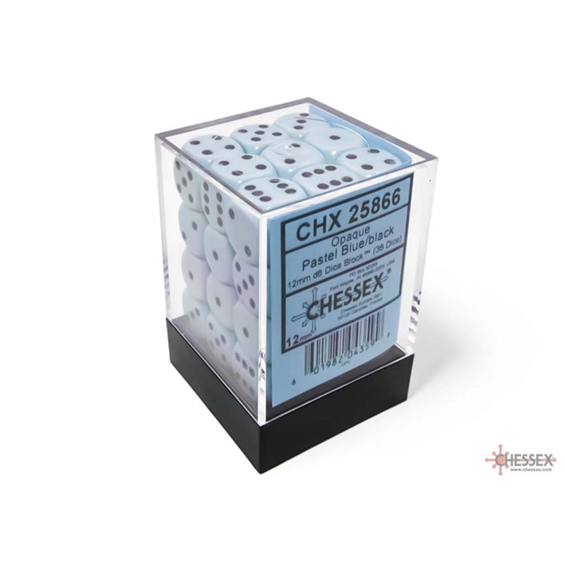Chessex: 12Mm D6 Dice Block - Opaque Pastel Pastel Blue/Black | Available Now