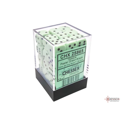 Chessex: 12Mm D6 Dice Block - Opaque Pastel Green/Black | Available Now