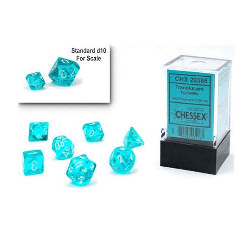 Chessex: Miniherdral - Translucent Teal/White | Available Now