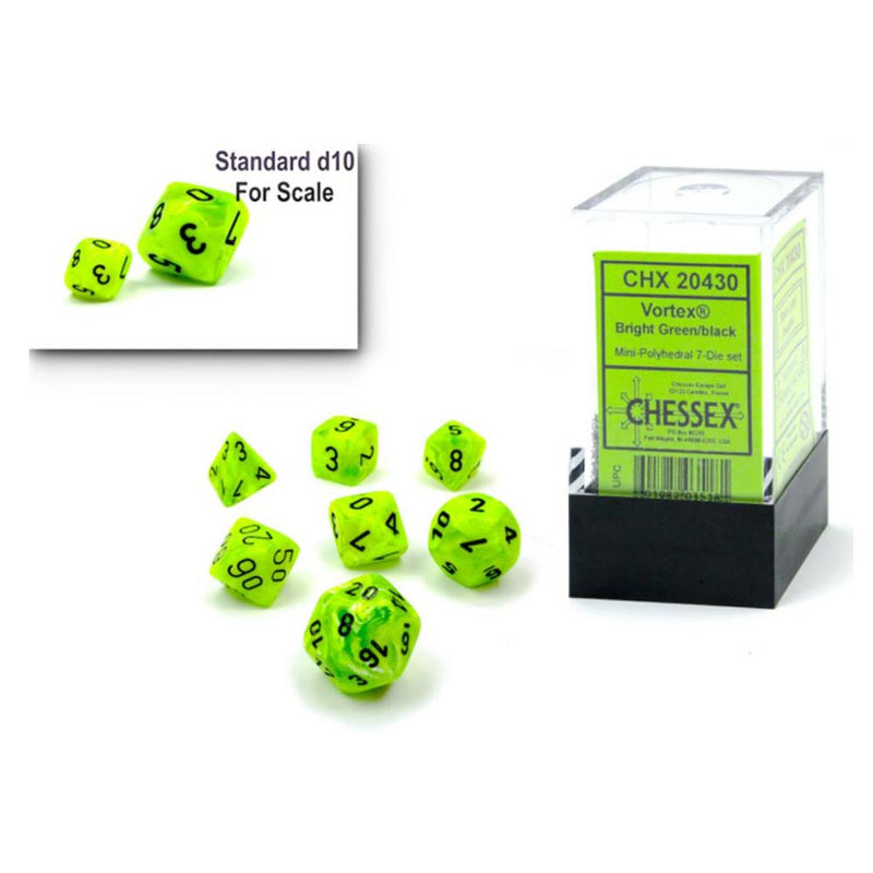 Chessex: Minihedral - Vortex Bright Green and Black Dice | Available Now